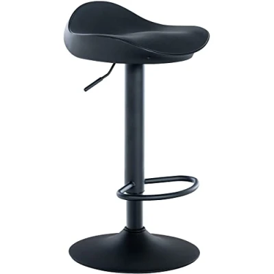 Image de CLP Tabouret De Bar Alisson avec Coque Plastique I Revêtement en Similicuir Pied Repose Pieds Métal Réglable Pivotant, Couleur:Noir