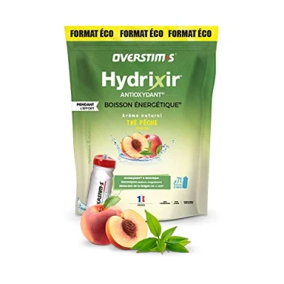 Image de OVERSTIM.s Boisson Hydrixir Antioxydant (3kg) énergétique isotonique pour le sport Electrolytes (sodium,magnésium) Vitamines (B1,B6,C,E) Réduction de la fatigue Saveur Thé pêche