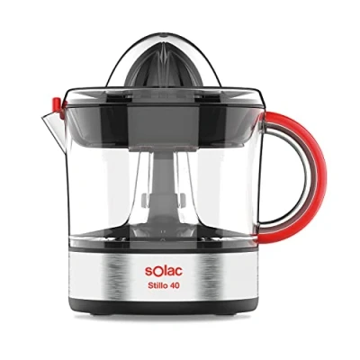 Image de Solac EX6153 Stillo 40 Presse agrumes électrique 40W, double rotation, 2 cônes amovibles, couvercle, contenance 700 ml, filtre régulateur de pulpe réglable
