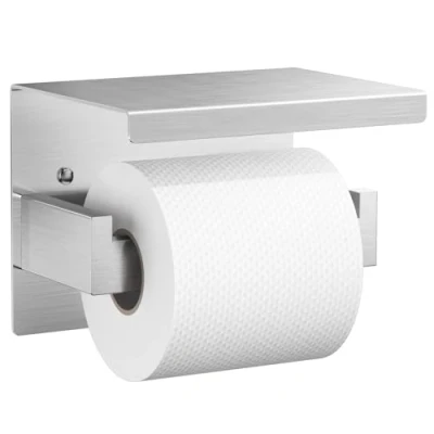 Image de Auxmir Porte Papier Toilette Mural, Dérouleur Acier Inoxydable SUS 304, Distributeur Support Adhésif avec Étrangère, Installation Vis ou Collant Adhésiff, Argent