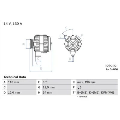 Image de BOSCH 0 986 049 000 Alternateur 14V 130A SAAB: 9 3 Berline, Break, 5 Berline