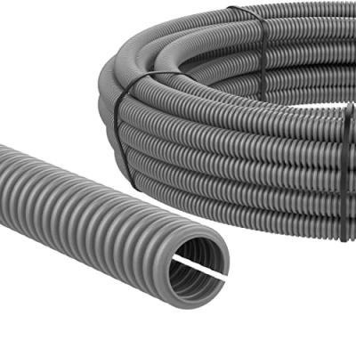 Image de AUPROTEC Gaine Annelée Fendue Buse de Protection des Câbles : Ø int. 10 mm, 2 mètres Gris