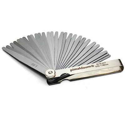 Image de Jauge d&#039;épaisseur PIMALDAUM® 28 lames, 0,05 1,00 mm, selon DIN 2275, acier au manganèse pour une mesure et un contrôle simples précis des largeurs de jeu, épaisseurs distances/espaces