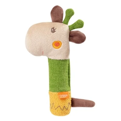 Image de FEHN 059120 Hochet girafe pour hochet, couinement, sensation, jeu avec animal en tissu doux Un fidèle compagnon les bébés et tout petits à partir de 0 mois
