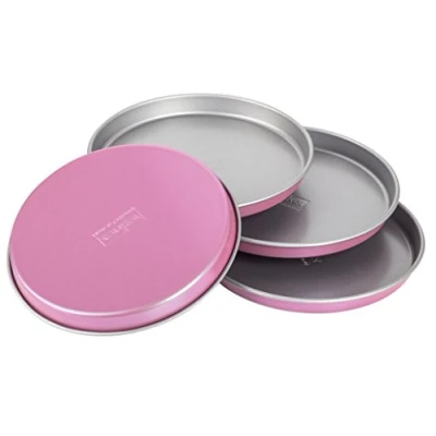 Image de Zenker 7470 Lot de 4 moules ronds pour gâteaux à étages, moule gâteau rond, set layer cake, Acier inoxydable, Rose, 17 cm