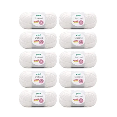 Image de Gründl Shetland Wool (Fil à Tricoter Tendance et Doux composé de 80% polyacrylique 20% Laine, 100 g / 170 m, Taille d&#039;aiguille : 7 8, 10 x g), Blanc