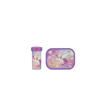 Image de Mepal Set Déjeuner Campus pour Enfants avec Tasse et Panier repas de L&#039;école Lavable au Lave Vaisselle Sans BPA 300 + 750 ml Unicorn Glow