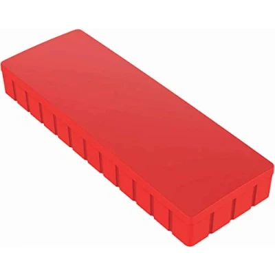 Image de MAUL Aimants MAULsolid 54x19mm (10 pièces) Mini en plastique avec grande force d&#039;adhérence puissants pour tableau blanc Idéal le bureau et l&#039;atelier Rouge