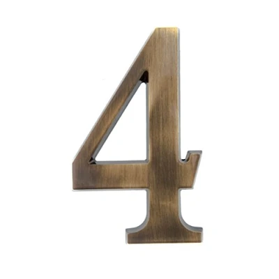 Image de HUBER numéro de maison 4 en laiton 20 cm I numéros pour la et porte XL plaques noble design 3D,