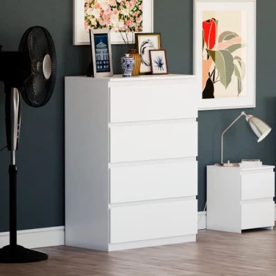 Image de Vida Designs Denver Commode à tiroirs, Blanc, 4 Drawer
