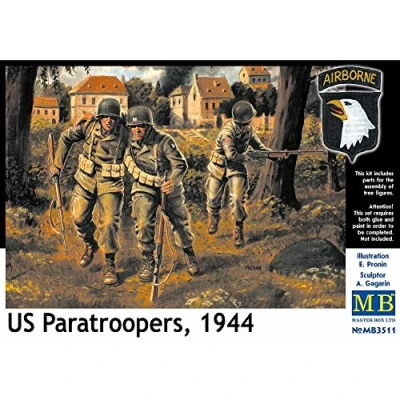 Image de Masterbox Kit de Construction MB3511 à l&#039;échelle 1:35 « US Parachoops 1944 » (Gris)
