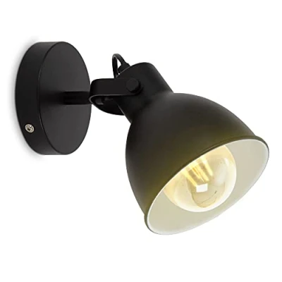 Image de B.K.Licht I Applique murale rétro pivotante &amp; orientable design industriel vintage spot mural noir blanc E27