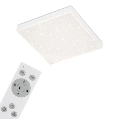 Image de BRILONER Leuchten Panneau LED, plafonnier à gradation, avec bord lumineux, décor étoilé, contrôle de la température couleur, 15 Watts, 1 600 lumens, blanc, 295x295x61mm (Lxlxh)