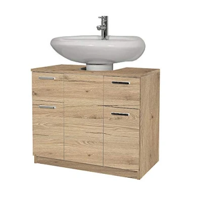 Image de LIBEROSHOPPING.eu LA TUA CASA IN UN CLIK Meuble sous lavabo Salle de Bain (2 Portes 2 tiroirs Chêne)