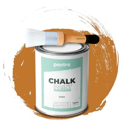 Image de PECTRO Chalk Paint Peinture Craie 750ml + Brosse en Bois spéciale Pack à la pour Meuble Deco Maison et vintage Effet (Dorée)