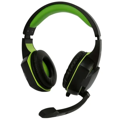 Image de Amstrad Casque Pro Gamer Basic AMS H555 Vert avec Rétroéclairage LED 40mm Power Bass Micro intégré, réglage Volume Neuf