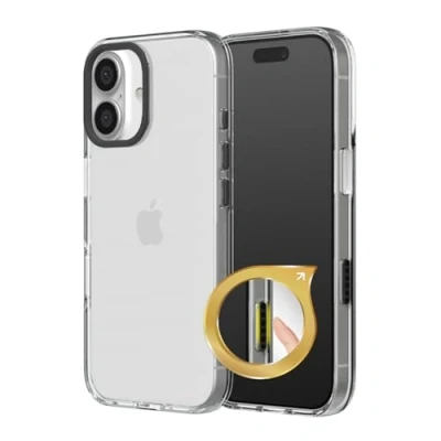 Image de RhinoShield Coque Clear avec Bouton de contrôle caméra Compatible [iPhone 16] Résistance au jaunissement, Haute Transparence, Protection renforcée Anneau Noir