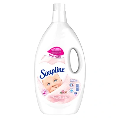 Image de Soupline Adoucissant Dilué Hypoallergénique Formule Active à Froid 92 % d&#039;Ingrédients d&#039;Origine Naturelle Bouteille de 2,85 L