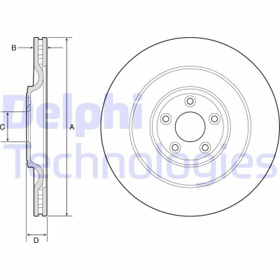 Image de DELPHI BG9194C Disque de frein 376 26 5 ventilé revêtu non traité sans roulement roue, bague ABS JAGUAR: F Type Coupe, Cabriolet