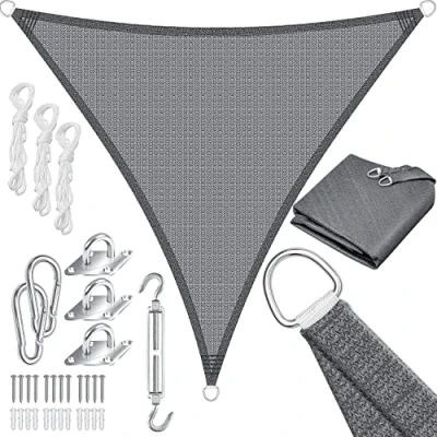 Image de KESSER® Voile d&#039;ombrage, Protection Solaire, Coupe Vent, Tissu PEHD, imperméable et Coutures transversales, Robuste Stable, pour Jardin, Balcon, 5x7x7m, Sable
