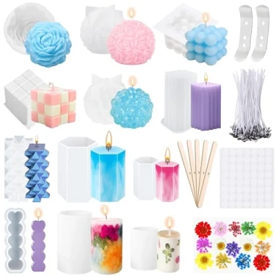 Image de YUTUY Moules 3D Cube en Silicone,Moule pour Bougie à Bulles,Moule Forme de Cubes 3D,Moule résine silicone la fabrication bougies