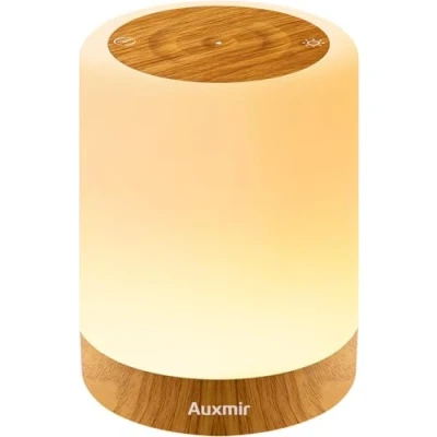 Image de Auxmir Lampe de Chevet, Veilleuse LED avec Lumière Chaude et 256 Couleur RVB Changeantes, Ambiance Minuteur, Nuit Tactile Rechargeable USB pour Chambre Enfant, Salon, Camping