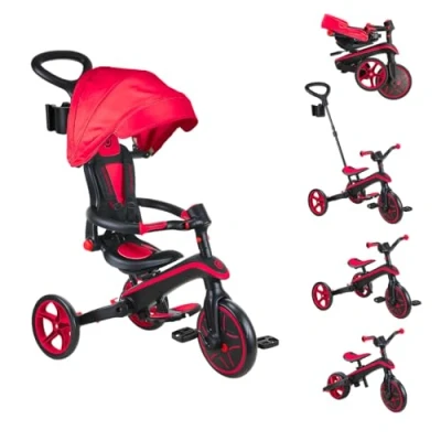 Image de Globber Tricycle Explorer 4 en 1 Pliable et évolutif draisienne pour Les Tout Petits de 10 Mois à 5 Ans Turquoise