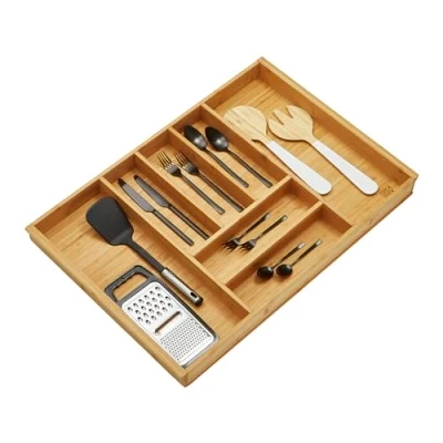 Image de ORGA BOX BAMBOU Range couverts avec 7 compartiments pour tiroirs de cuisine Wellmann et Alno dans une armoire 80 cm