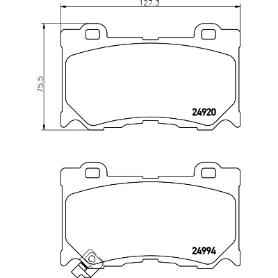 Image de HELLA 8DB 355 014 841 Jeu de plaquettes frein avec indicateur d&#039;usure INFINITI: FX SUV, QX70 SUV