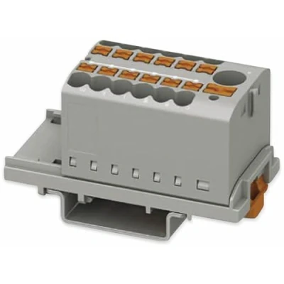 Image de PHOENIX CONTACT PTFIX 6/12X2,5 NS35 GY Bloc de distribution vertical et alimentation intégrée 690V 24A Nombre bornes 13 Section 0,14mm2 4mm²