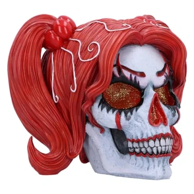 Image de Nemesis Now Drop Dead Gorgeous Décoration Cackle and Chaos en résine 19 cm, Figurine de crâne Clown féminin avec Yeux pailletés, moulée dans la Plus Fine, Peinte à Main
