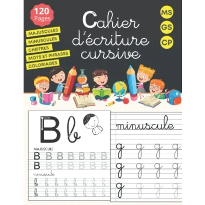 Image de Cahier d&#039;écriture cursive: maternelles et CP écriture cursive petite grande section alphabet majuscule minuscule 120... Livre d’occasion