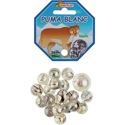 Image de MaRécréation MesBilles Lot de 20 Billes 16 mm + 1 calot 25 Puma Blanc, Y2 FAM7 HSC7, Beige