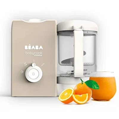 Image de BEABA, Babycook Express, Robot Bébé 4 en 1 Mixeur Cuiseur, Cuisson Express 15min, Mixage sur mesure, Vapeur Douce et Saine, Décongélation, Texture Homogène, Capacité 250 ml, Terre d&#039;argile