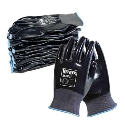 Image de NITREX Unigloves 250FC Gants de manutention réutilisables avec revêtement en nitrile et doublure polyester Gris/noir