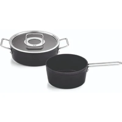 Image de Fissler Adamant Jeu De Sautoir/Casserole En Aluminium À Revêtement Anti adhésif, 2 Pièces Dont 1 Avec Couvercle Métallique (1 Sautoir, Casserole Queue), Compatible Induction