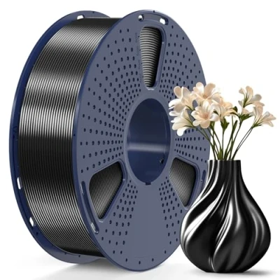 Image de SUNLU PLA Plus Silk Brillante Filament 1.75mm pour Imprimante 3D, PLA+ avec Finition Lisse et Soyeuse, Bon Rendu, Précision Dimensionnelle +/ 0.02mm, Bobine de 1kg(2.2lbs), Noir