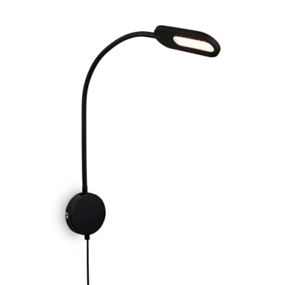 Image de BRILONER Lampe de lecture, Applique intérieure, LED, Pivotant, Dimmable, Commande tactile, Prise courant, Noir