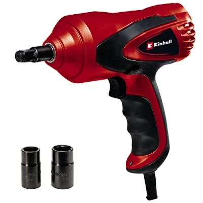 Image de Einhell clé à chocs pour véhicules CC HS 12/2 (12 V, couple max. de 350 Nm, niveau bulle intégré, lampe LED, avec 2 embouts douilles 17/19 et 21/23 mm)