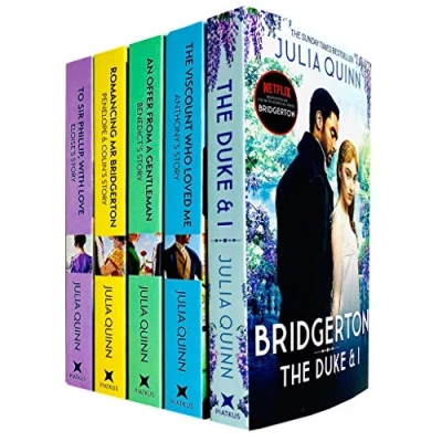 Image de Bridgerton Family Book Series 5 Books Collection Set par Julia Quinn (Le duc et moi, vicomte qui m&#039;a aimé, offre d&#039;un gentleman, romance avec M. Sir Phillip, amour)