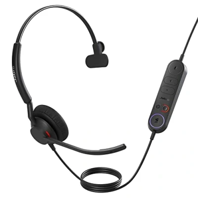 Image de Jabra Engage 40 Micro casque filaire mono avec contrôle d&#039;appels intégré Ultra léger, 2 micros à réduction de bruit, câble USB C Certifié MS Teams, fonctionne toutes les plateformes Noir