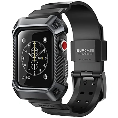 Image de SUPCASE Bracelet Protection pour Apple Watch 42mm Série 3/2/1, Coque Robuste avec Bande de Sangle [Unicorn Beetle Pro] Compatible 2017/2016/2015 (Noir)