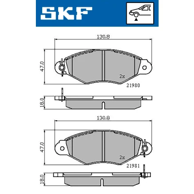 Image de SKF VKBP 80212 Jeu de plaquettes frein préparé pour indicateur d&#039;usure RENAULT: Kangoo I, I Express, CITROËN: Xsara 5 portes