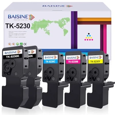 Image de BAISINE ECOSYS M5521cdw Compatibles Cartouche de Toner pour Kyocera TK 5230 TK5230 M5521cdn P5021cdn P5021cdw, 5230K 5230C 5230Y 5230M