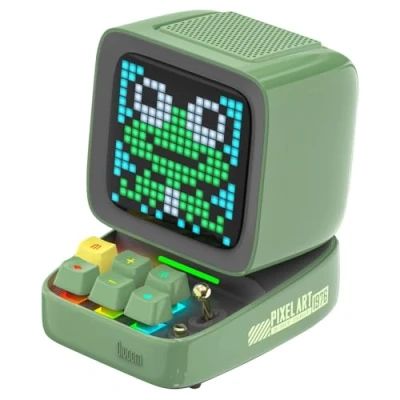 Image de Divoom Ditoo Enceinte Bluetooth avec Affichage LEDs, Reveil, et 10 Watts Audio pour Chambre, DIY, Anniversaire (Vert)