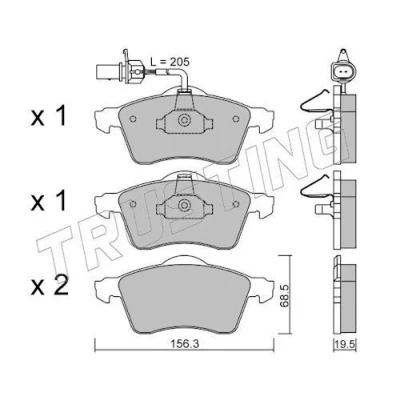 Image de TRUSTING 272.1 Jeu de plaquettes frein contact signal d&#039;usure inclus VOLKSWAGEN: Transporter 4 Bus, 4,