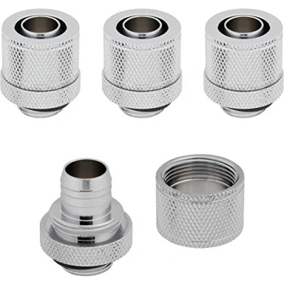 Image de Corsair Hydro X Series, XF Compression, Lot de quatre embouts ID/OD 10/13 mm (3/8&quot;/1/2&quot;) (G1/4&quot; BSPP Filetage du Port, Solide Laiton Durabilité, Compatibilité avec d’adaptateurs X) Chrome