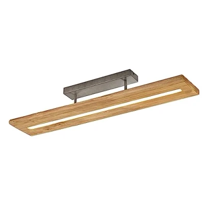 Image de TRIO, Plafonnier, Brad incl. 1 x LED,SMD,27,0 Watt,3000K,3400 Lm. Corps: bois naturel, couleur de L:100,0cm, L:20,0cm, H:16,7cm,Fonction mémoire,