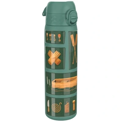 Image de Ion8 Gourde Isotherme Inox, 500ml, Anti Fuite, Facile à Ouvrir, Verrouillage Sécurisé, Lavable au Lave Vaisselle, Poignée de Transport, Nettoyer, Acier Inoxydable, Motif Pêche
