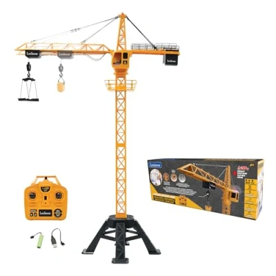 Image de Lexibook, Crosslander® Pro, RC Crane, Grue géante télécommandée, Hauteur 1,28 m, Soulève jusqu&#039;à 500g, Multidirectionnelle, Effets sonores et Lumineux, Jaune, RCP35